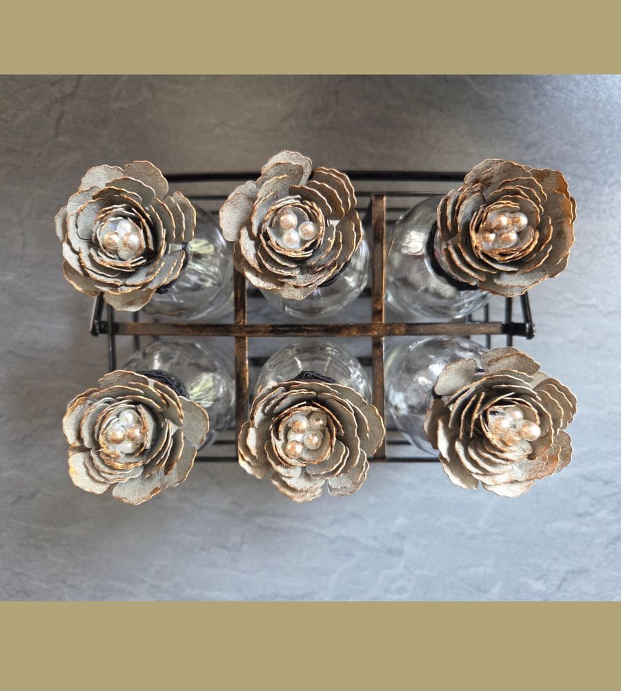 Un panier en métal et ses 6 flacons en verre – Image 15