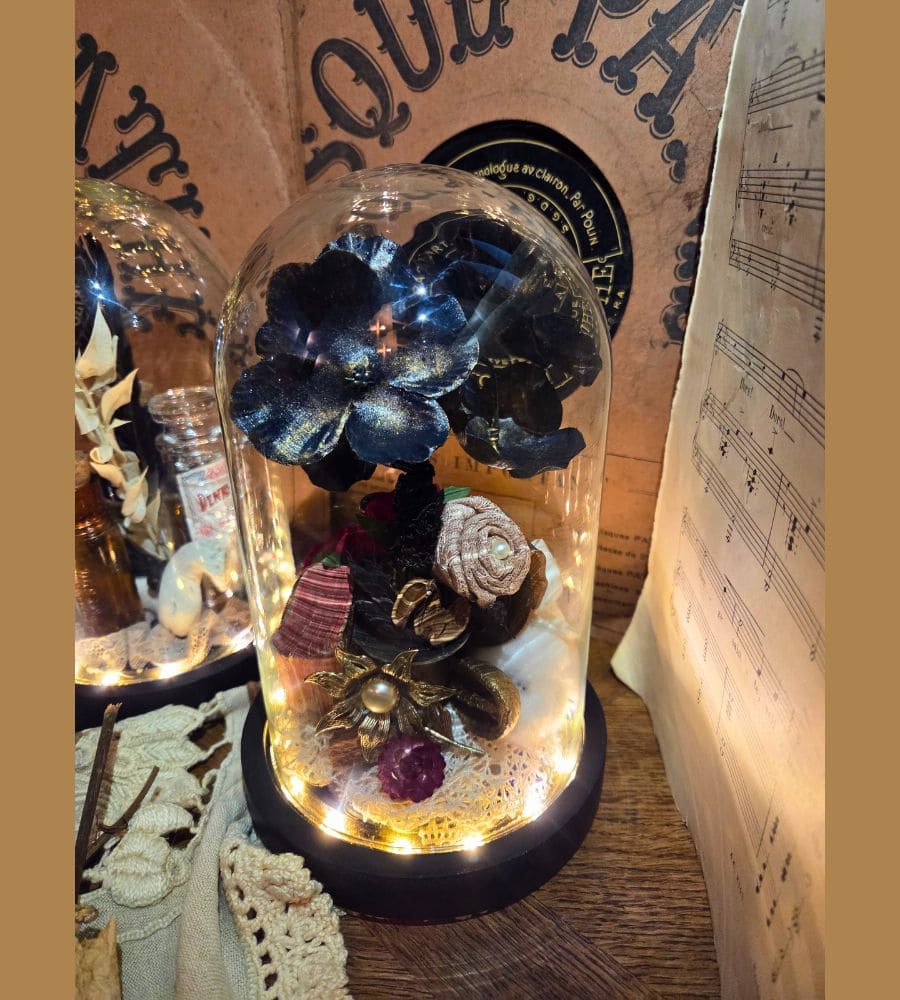 Petit cabinet de curiosités sous globe en verre – Image 7