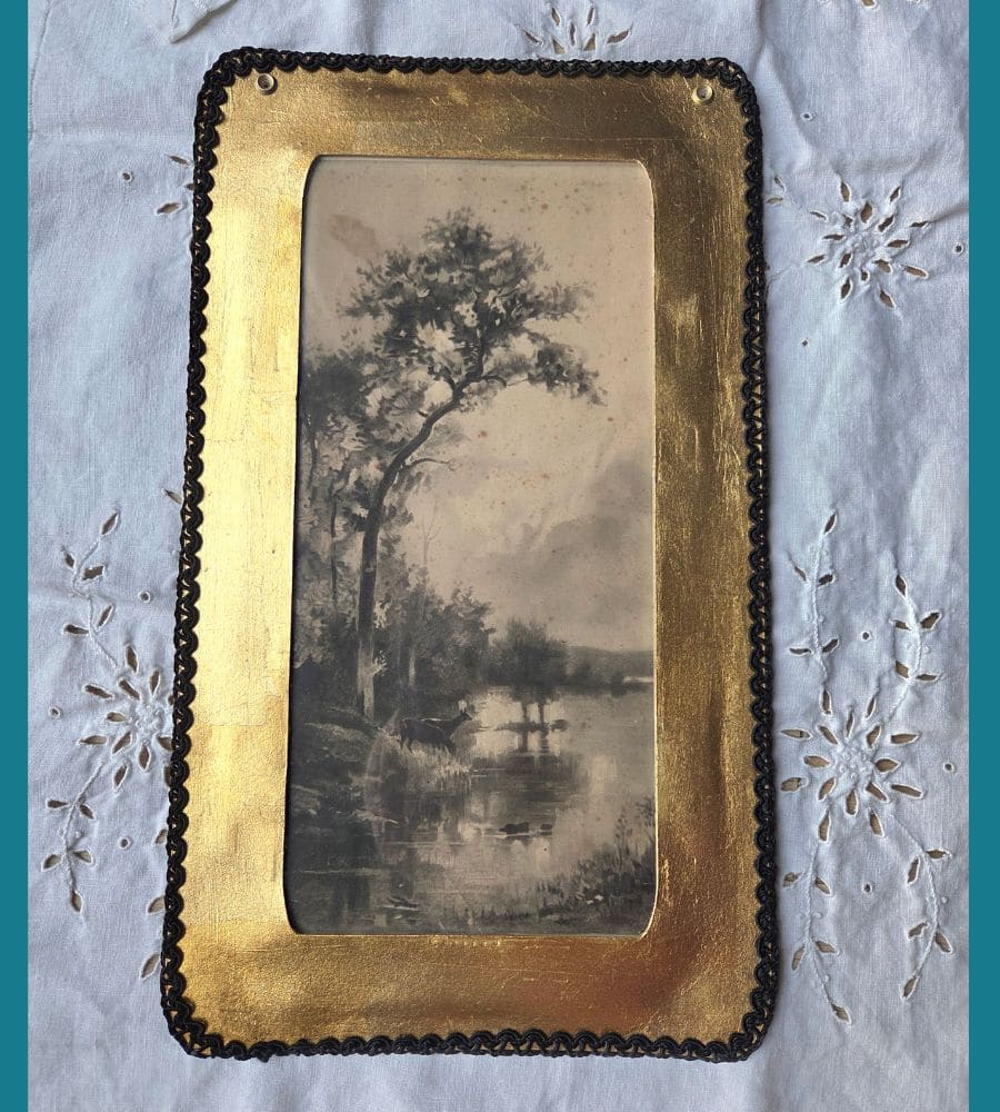 Une estampe ancienne numérotée encadrée – Lithographie décorative vintage – Image 8