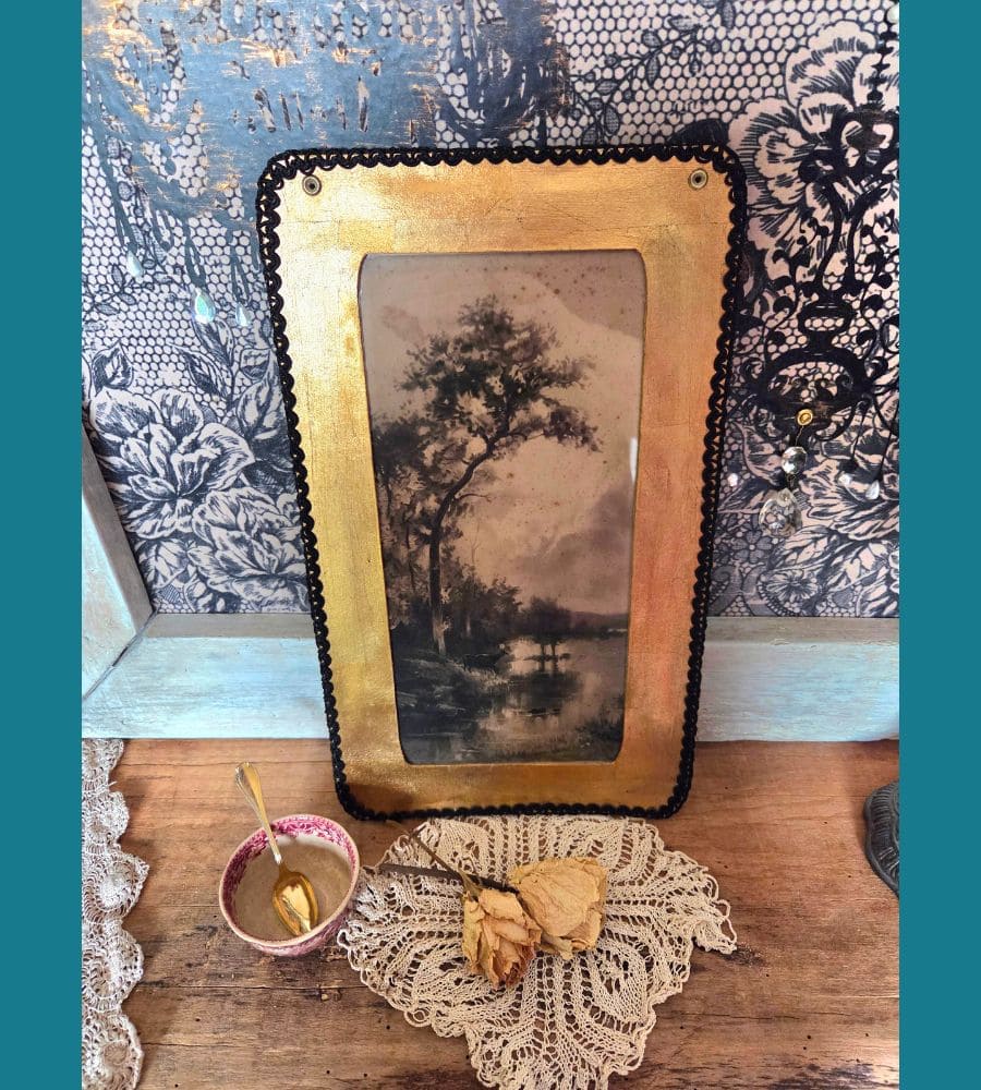 Une estampe ancienne numérotée encadrée – Lithographie décorative vintage