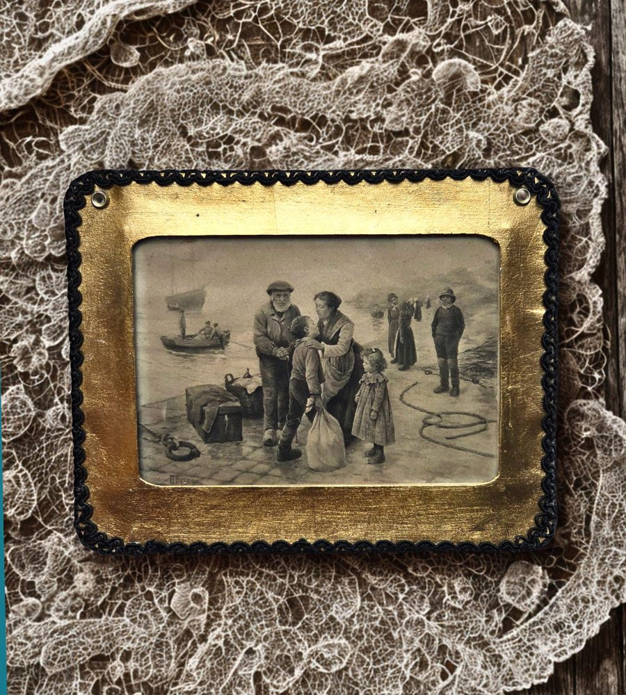 Une estampe ancienne signée A. Besnou numérotée – Cadre doré artisanal upcyclé – Image 6