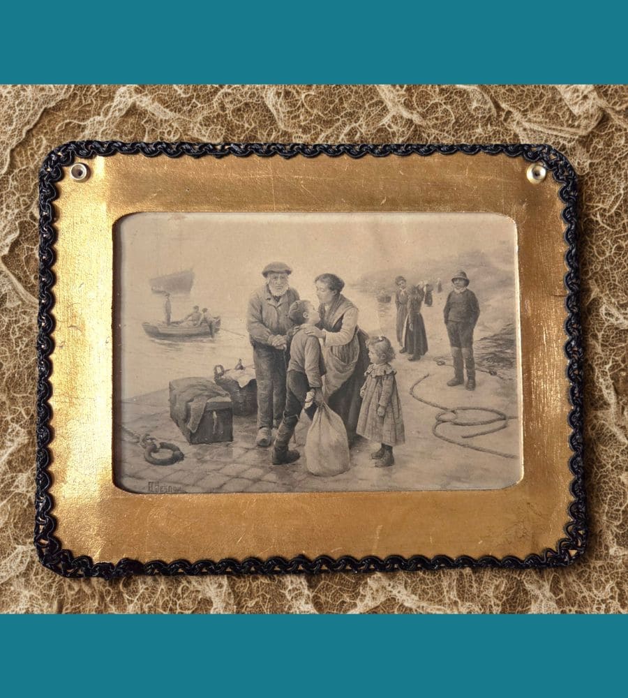 Une estampe ancienne signée A. Besnou numérotée – Cadre doré artisanal upcyclé – Image 3