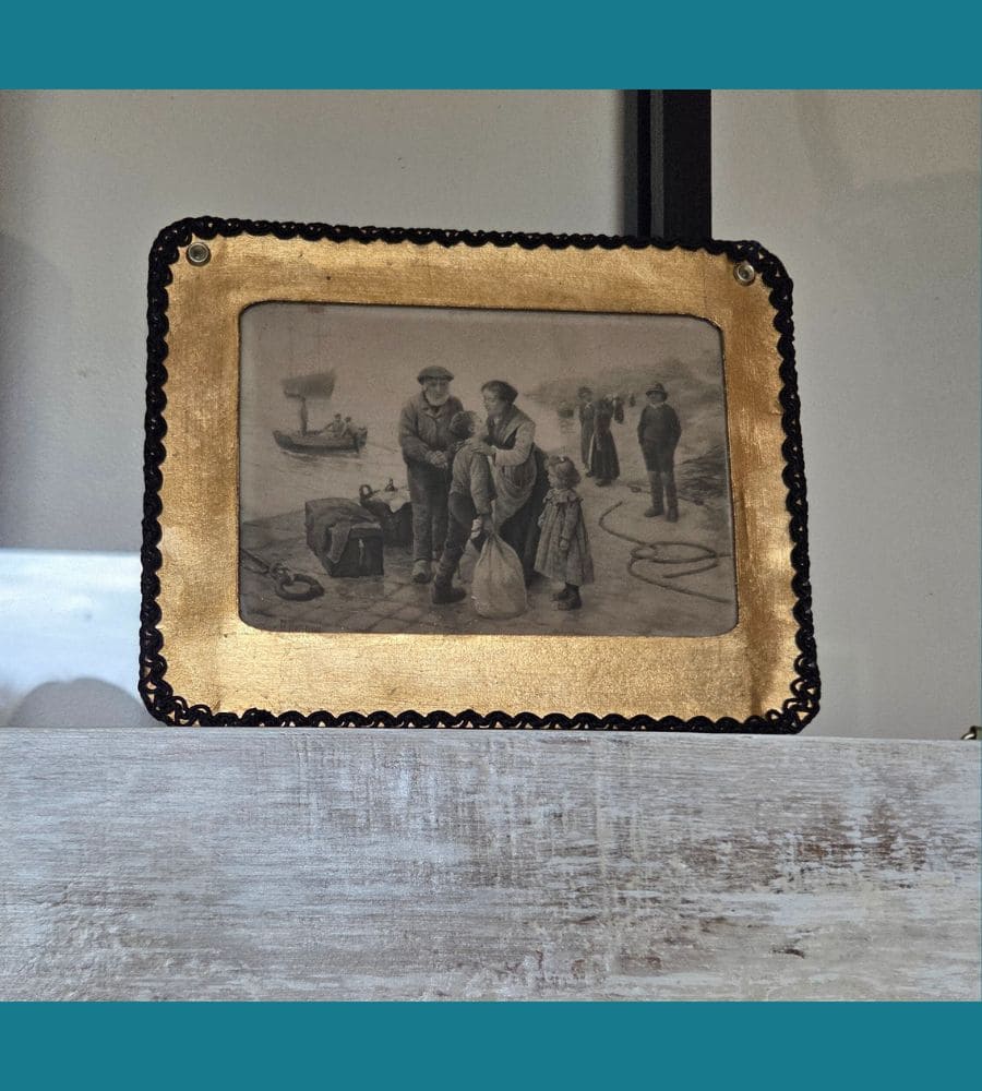 Une estampe ancienne signée A. Besnou numérotée – Cadre doré artisanal upcyclé – Image 10