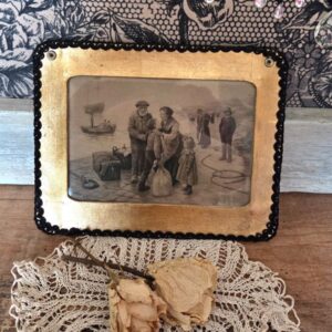 Une estampe ancienne signée A. Besnou numérotée – Cadre doré artisanal upcyclé