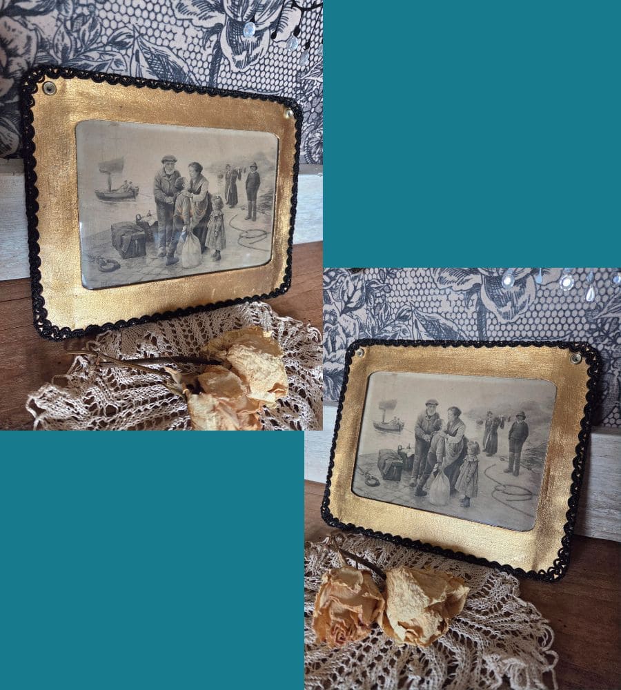 Une estampe ancienne signée A. Besnou numérotée – Cadre doré artisanal upcyclé – Image 13