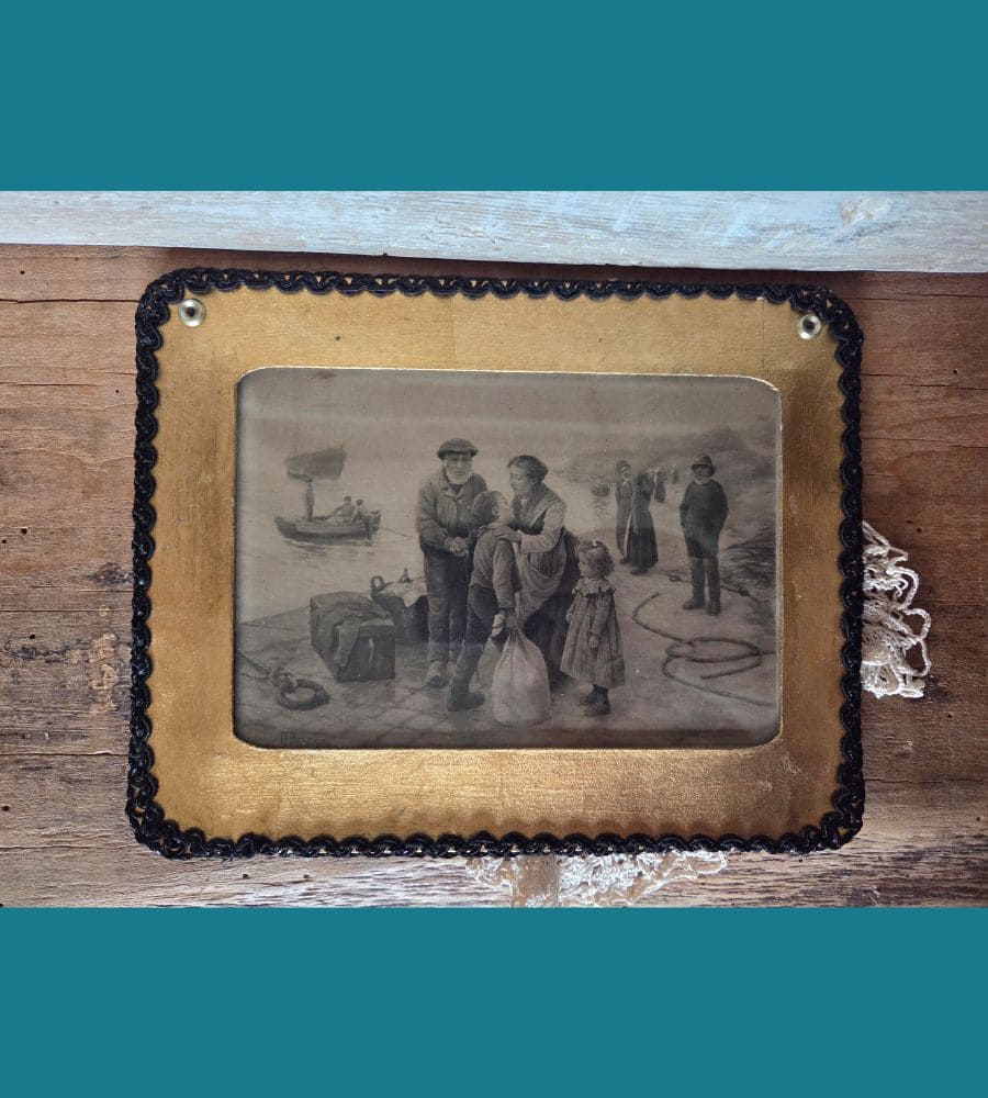 Une estampe ancienne signée A. Besnou numérotée – Cadre doré artisanal upcyclé – Image 5