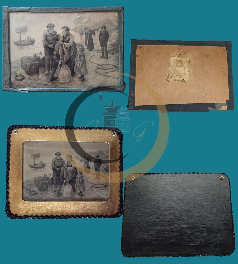 Une estampe ancienne signée A. Besnou numérotée – Cadre doré artisanal upcyclé – Image 2